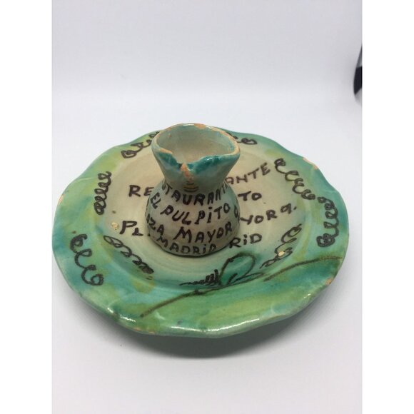 Vtg 1965 Handmade Ceramic Mini Dish & Pitcher Restaurant El Pulpito Plaza Mayor - Picture 8 of 8